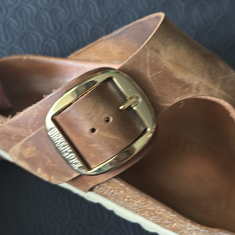 Birkenstock Gizah Big Buckle Oil Rubbed Cognac Brown Leather 37 - Picture 9 of 10